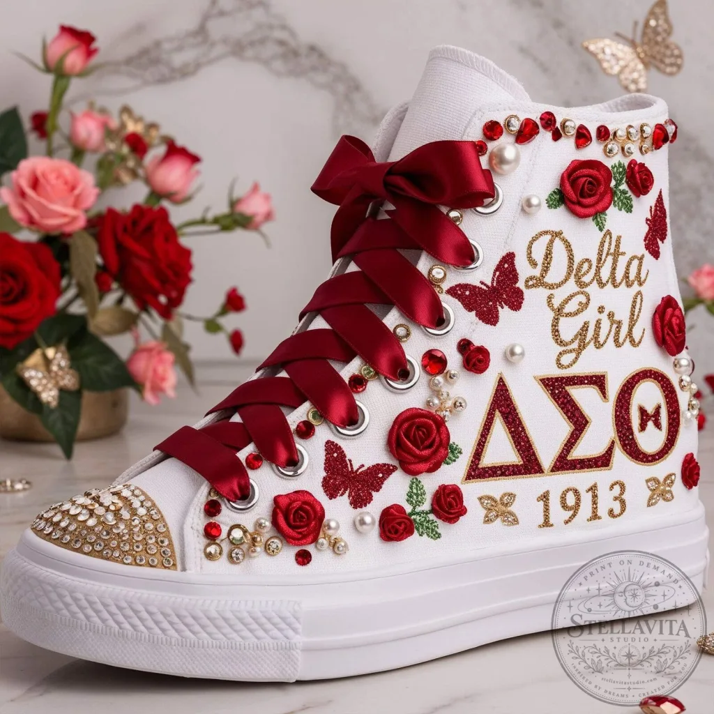 Delta Sigma Theta Sorority Incorporated High Top Canvas Shoes Delta Sigma Theta Sorority Incorporated High Top Canvas Shoes