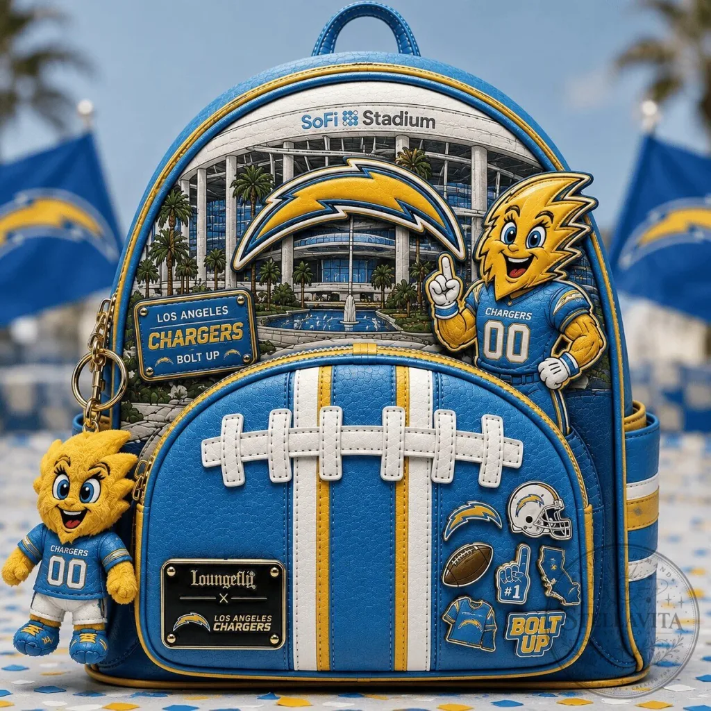 Los Angeles Chargers SoFi Stadium Football Loungefly Mini Backpack Los Angeles Chargers SoFi Stadium Football Loungefly Mini Backpack