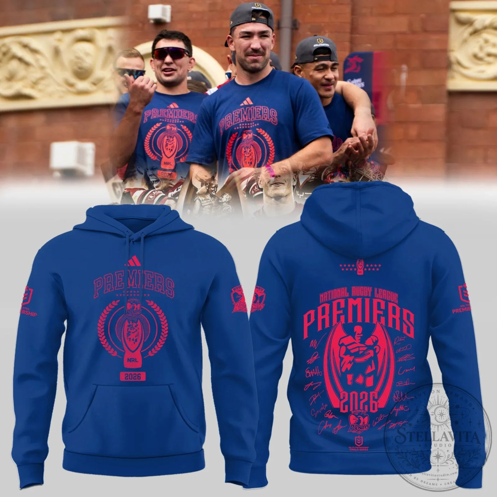 2026 Blue Hoodie of Sydney Roosters National Rugby League Champions