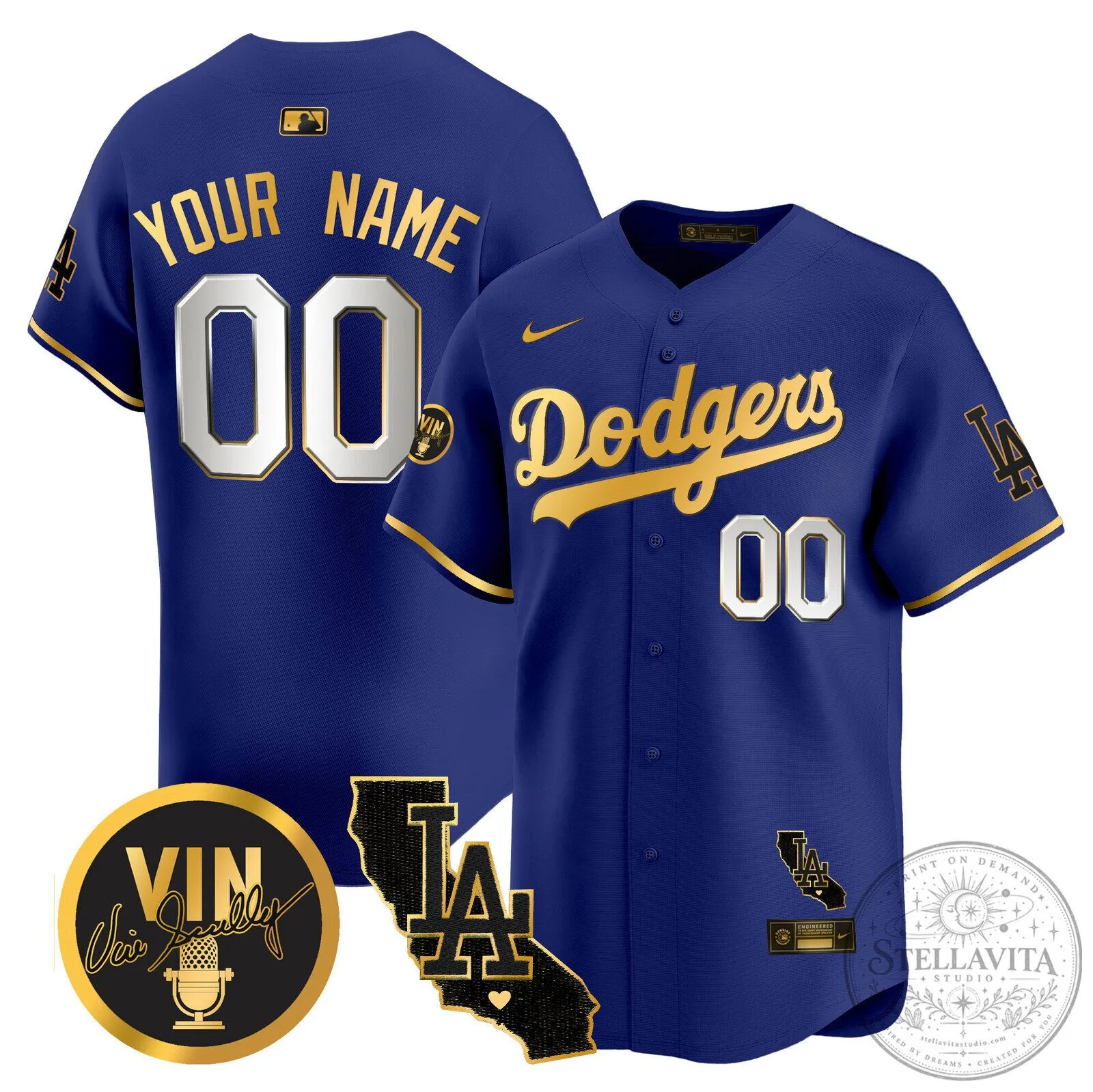 Dodgers Black and Gold Custom Baseball Jersey with Vin Scully Patch 9 Dodgers Black and Gold Custom Baseball Jersey with Vin Scully Patch