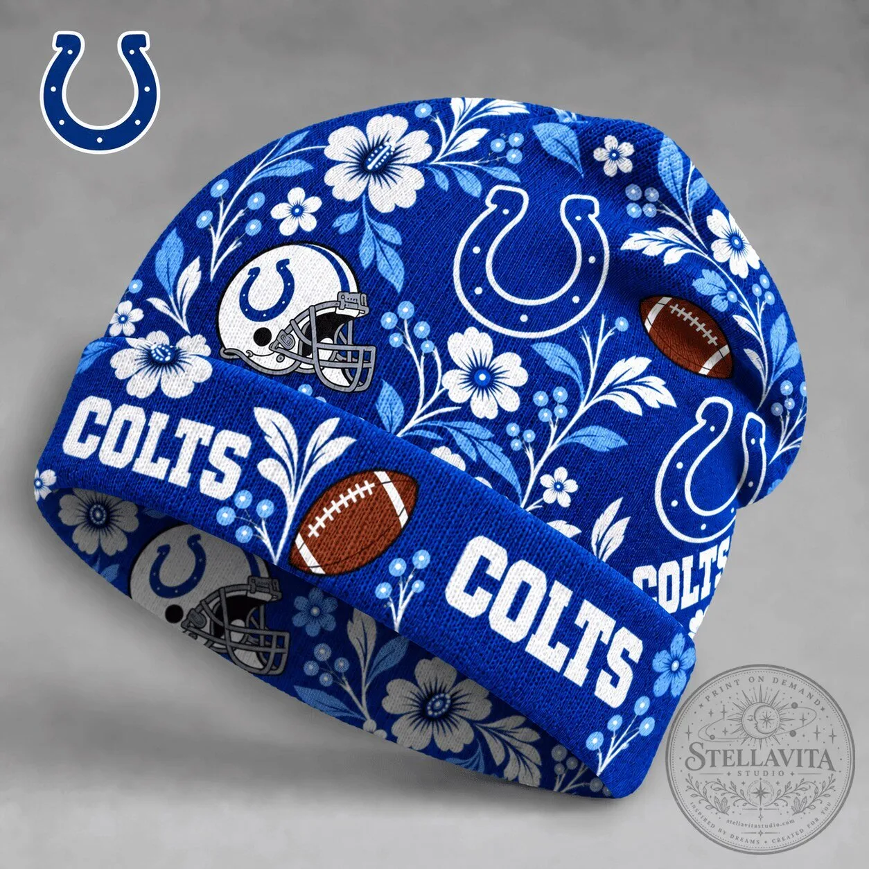 Indianapolis Colts NFL Floral Team Pride Beanie Hat