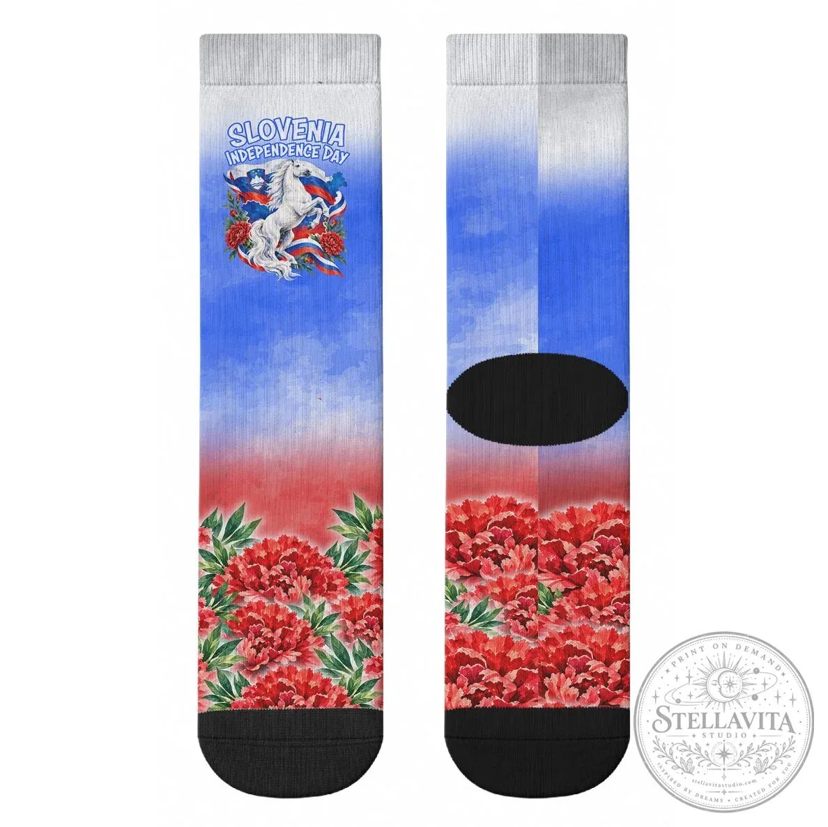 Slovenia Independence Day Lipizzan Horse Red Carnation Emblem Patriotic Socks 13 Slovenia Independence Day Lipizzan Horse Red Carnation Emblem Patriotic Socks