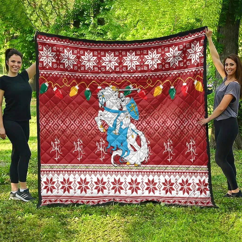 Lithuanian Vytis Christmas Holiday Quilt Blanket with Snowflake Pattern 11 Lithuanian Vytis Christmas Holiday Quilt Blanket with Snowflake Pattern
