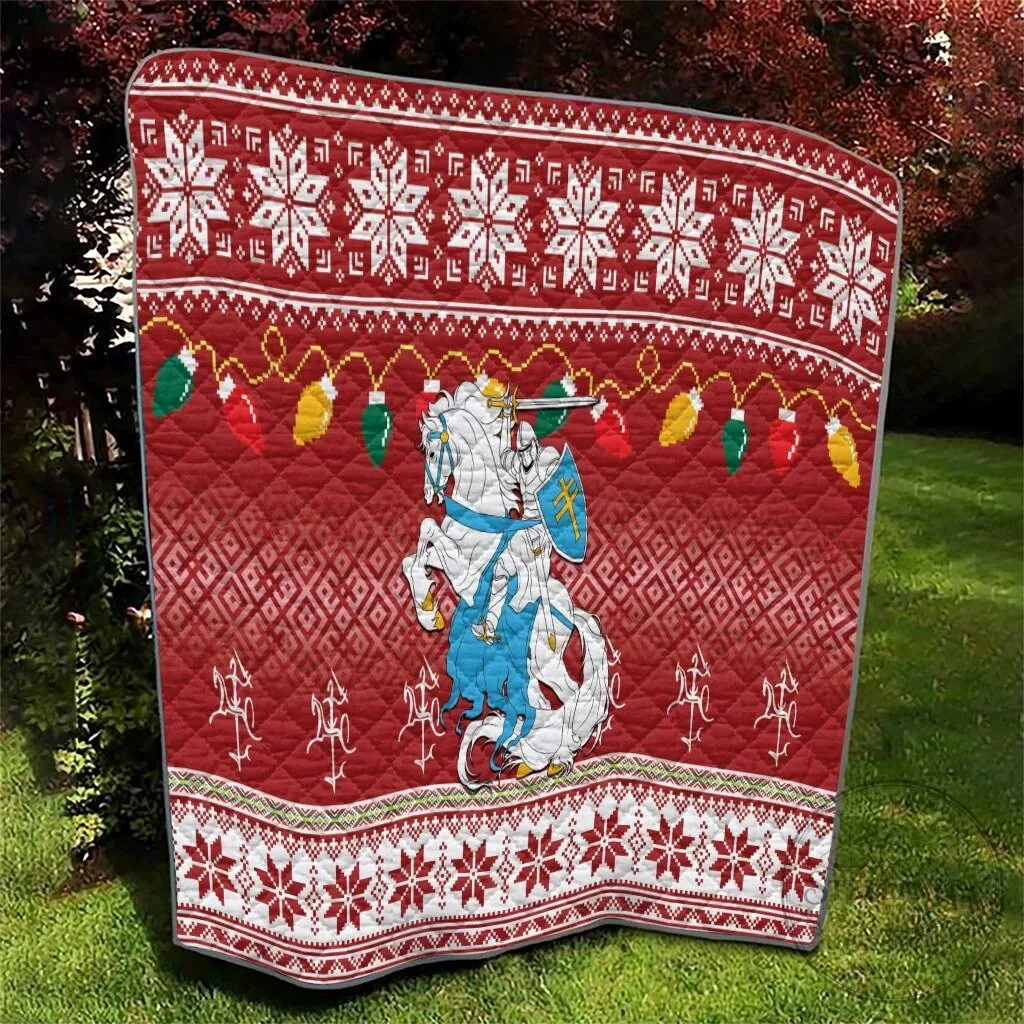 Lithuanian Vytis Christmas Holiday Quilt Blanket with Snowflake Pattern 12 Lithuanian Vytis Christmas Holiday Quilt Blanket with Snowflake Pattern