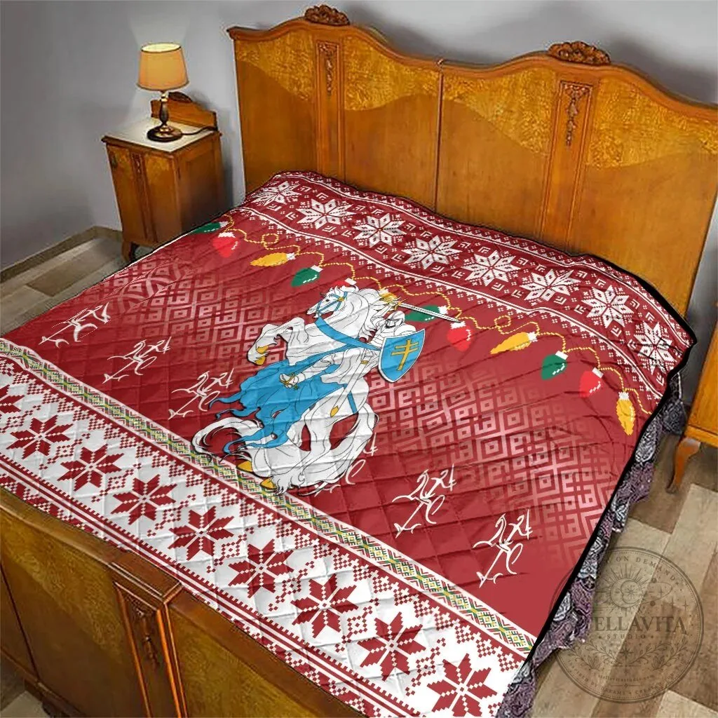 Lithuanian Vytis Christmas Holiday Quilt Blanket with Snowflake Pattern 13 Lithuanian Vytis Christmas Holiday Quilt Blanket with Snowflake Pattern