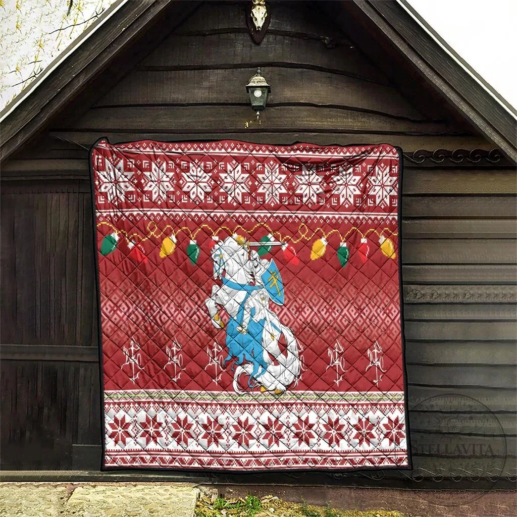 Lithuanian Vytis Christmas Holiday Quilt Blanket with Snowflake Pattern 14 Lithuanian Vytis Christmas Holiday Quilt Blanket with Snowflake Pattern