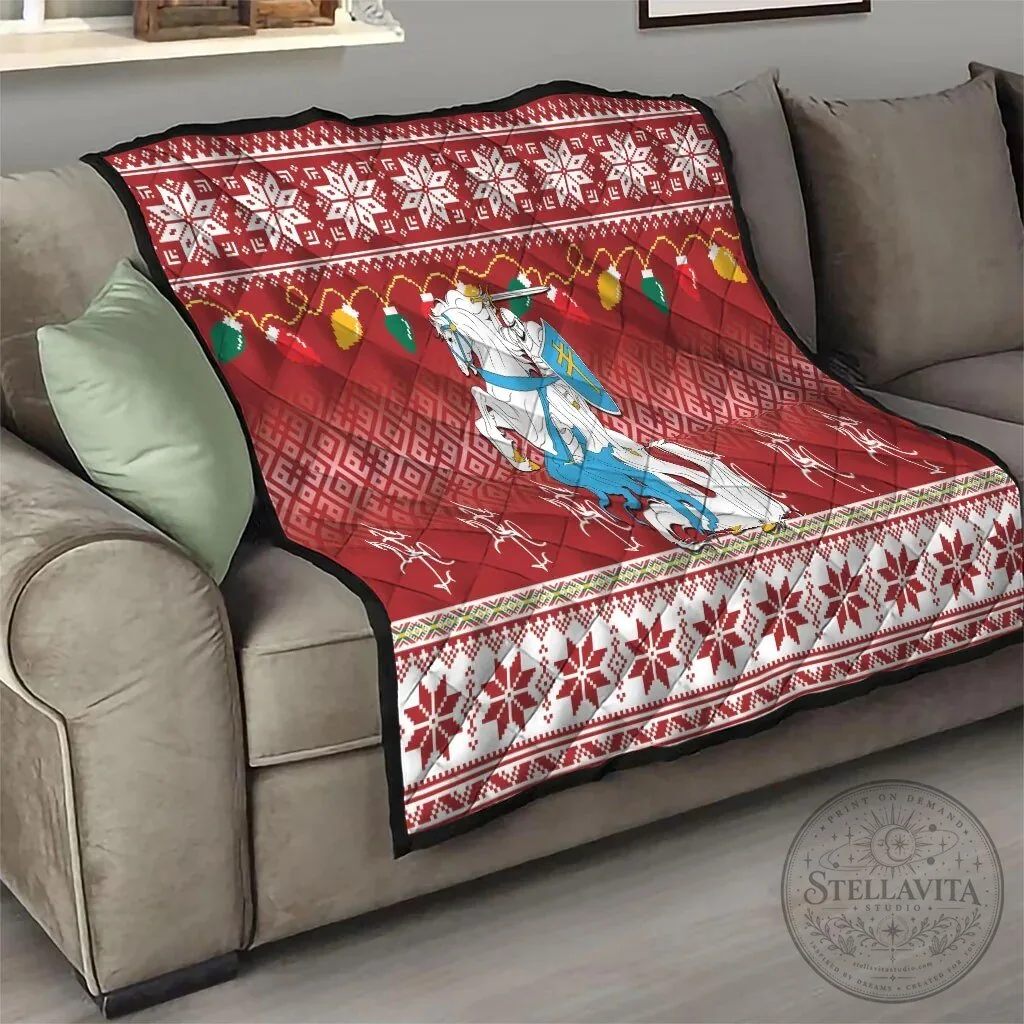 Lithuanian Vytis Christmas Holiday Quilt Blanket with Snowflake Pattern 16 Lithuanian Vytis Christmas Holiday Quilt Blanket with Snowflake Pattern