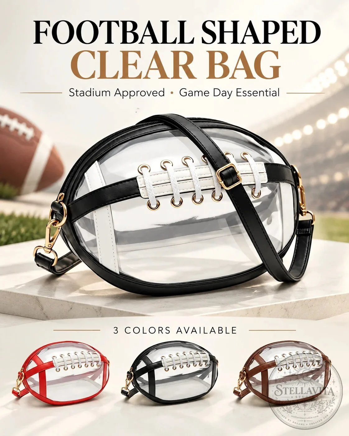 Football Shaped Clear Crossbody Bag Stadium Approved Game Day Essentials 19 Football Shaped Clear Crossbody Bag Stadium Approved Game Day Essentials