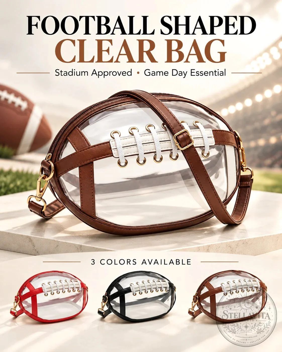 Football Shaped Clear Crossbody Bag Stadium Approved Game Day Essentials 20 Football Shaped Clear Crossbody Bag Stadium Approved Game Day Essentials