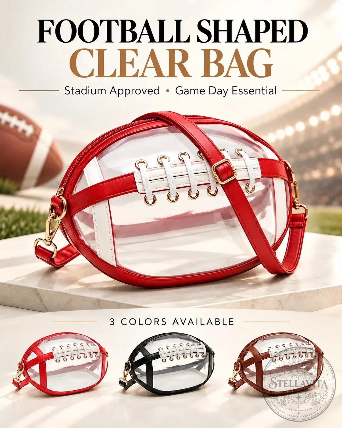 Football Shaped Clear Crossbody Bag Stadium Approved Game Day Essentials 21 Football Shaped Clear Crossbody Bag Stadium Approved Game Day Essentials