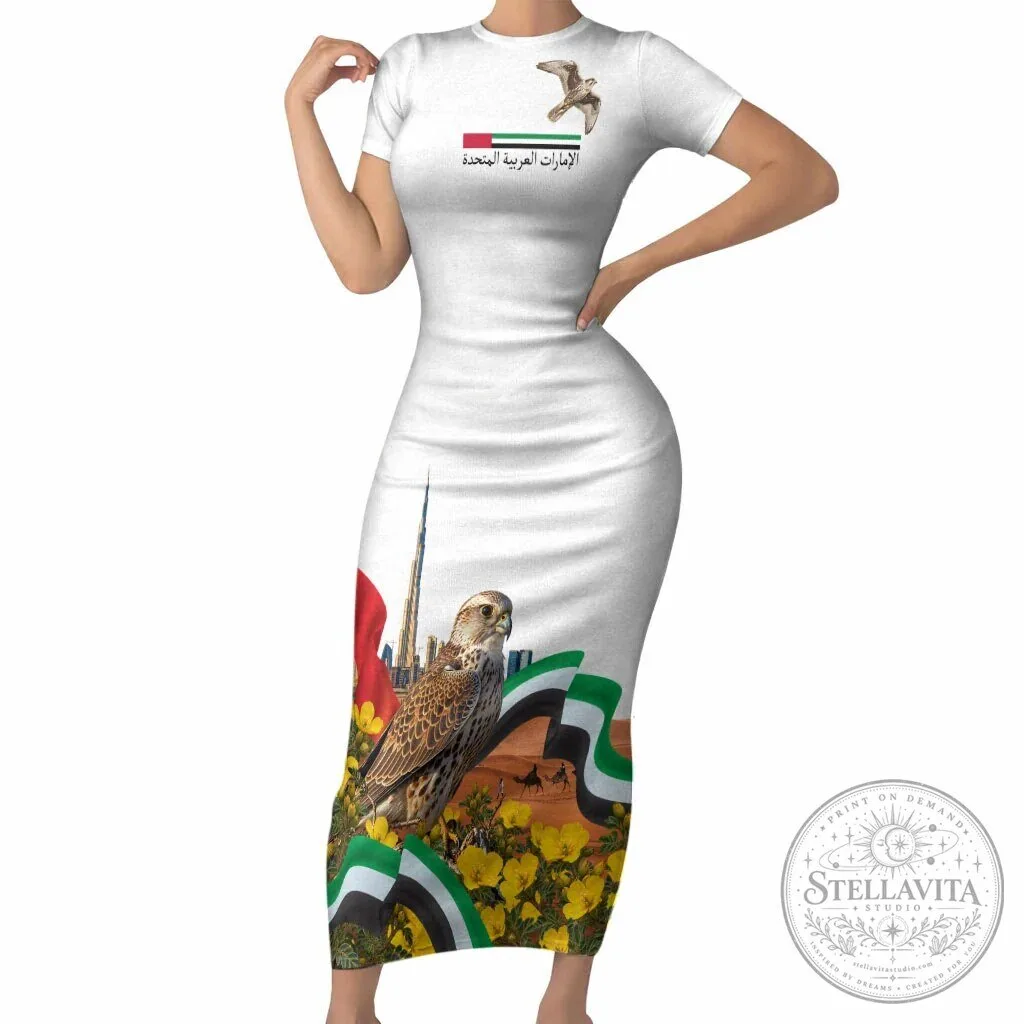 United Arab Emirates National Day Falcon Burj Khalifa Bodycon Dress
