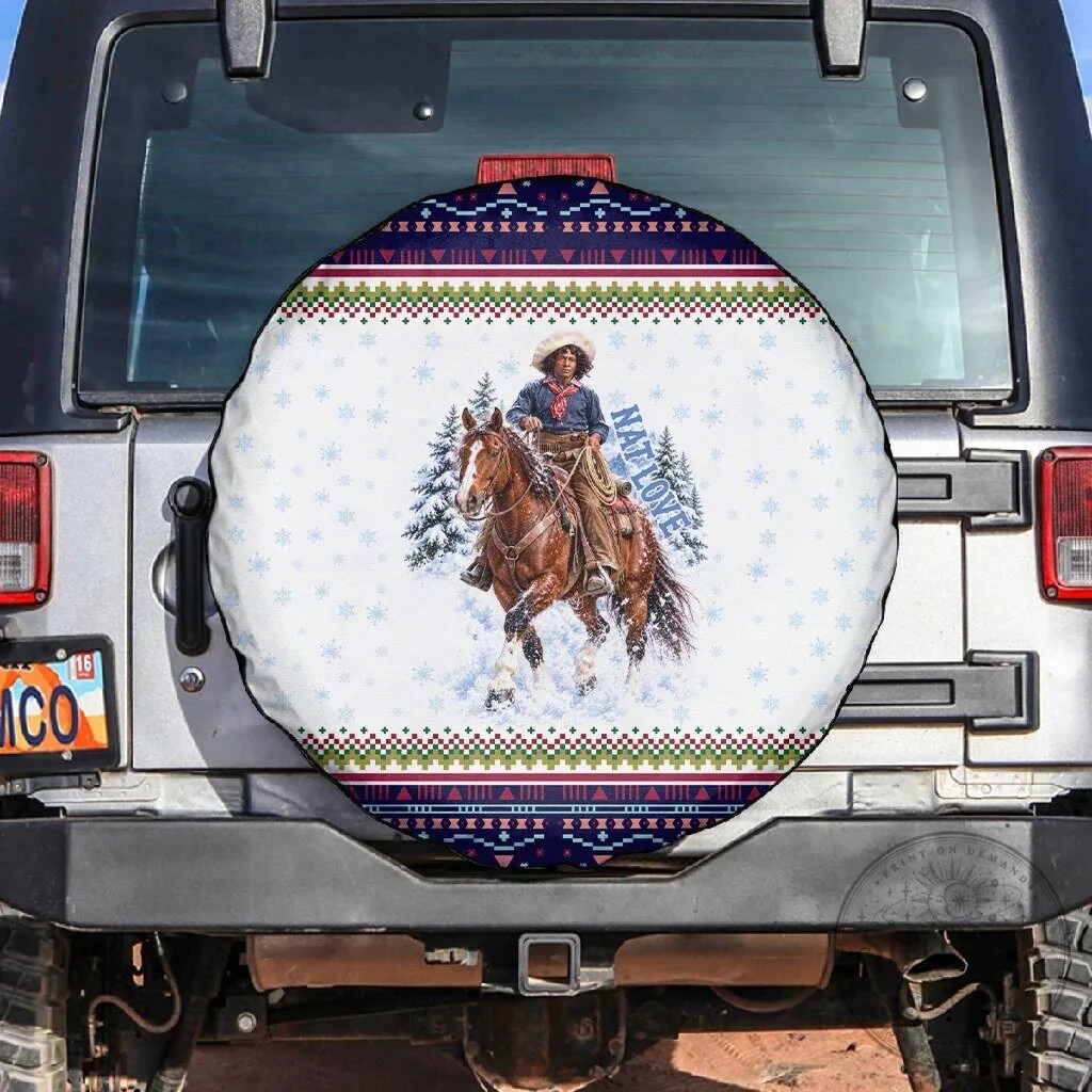 Nat Love African American Cowboy Winter Snow Fair Isle Pattern Spare Tire Cover