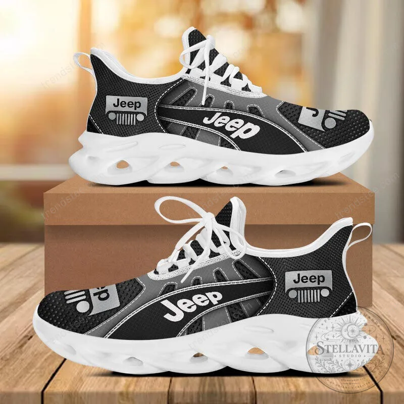 Jeep Logo Custom Black And Gray Running Shoes For Men And Women 36 Jeep Logo Custom Black And Gray Running Shoes For Men And Women