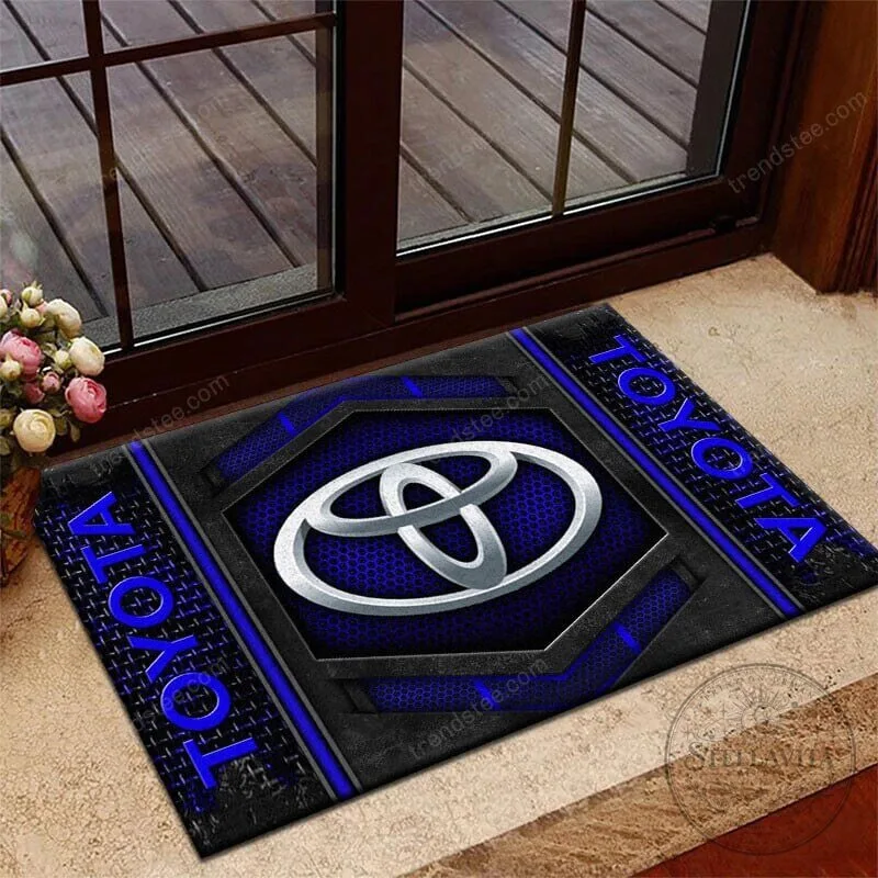 Toyota Logo Blue Honeycomb Pattern Welcome Outdoor Doormat