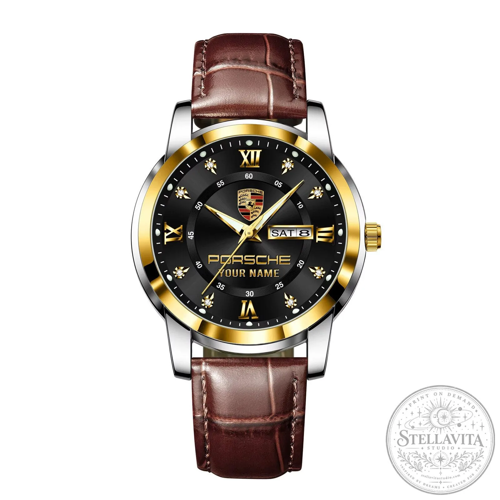 Porsche Custom Name Luxury Business Watch with Leather Strap 20 Porsche Custom Name Luxury Business Watch with Leather Strap