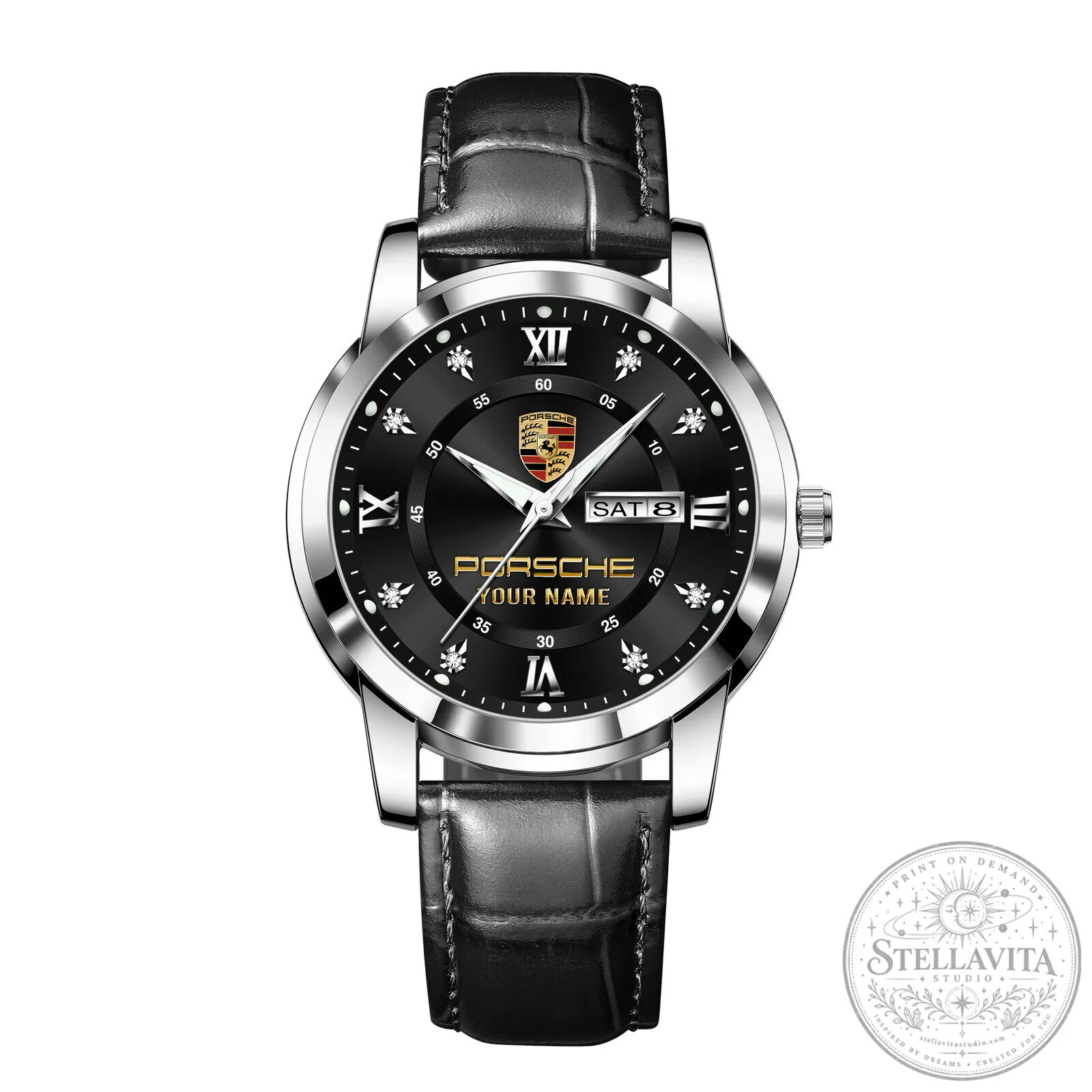 Porsche Custom Name Luxury Business Watch with Leather Strap 23 Porsche Custom Name Luxury Business Watch with Leather Strap