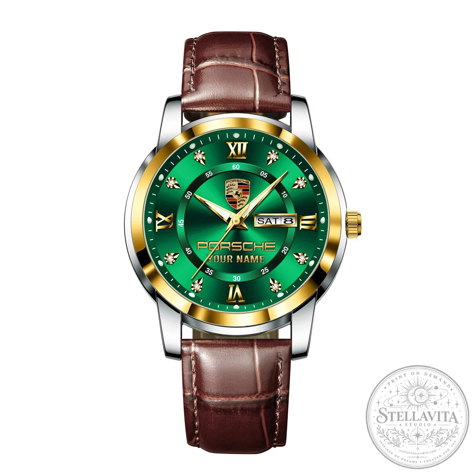 Porsche Custom Name Luxury Business Watch with Leather Strap 24 Porsche Custom Name Luxury Business Watch with Leather Strap
