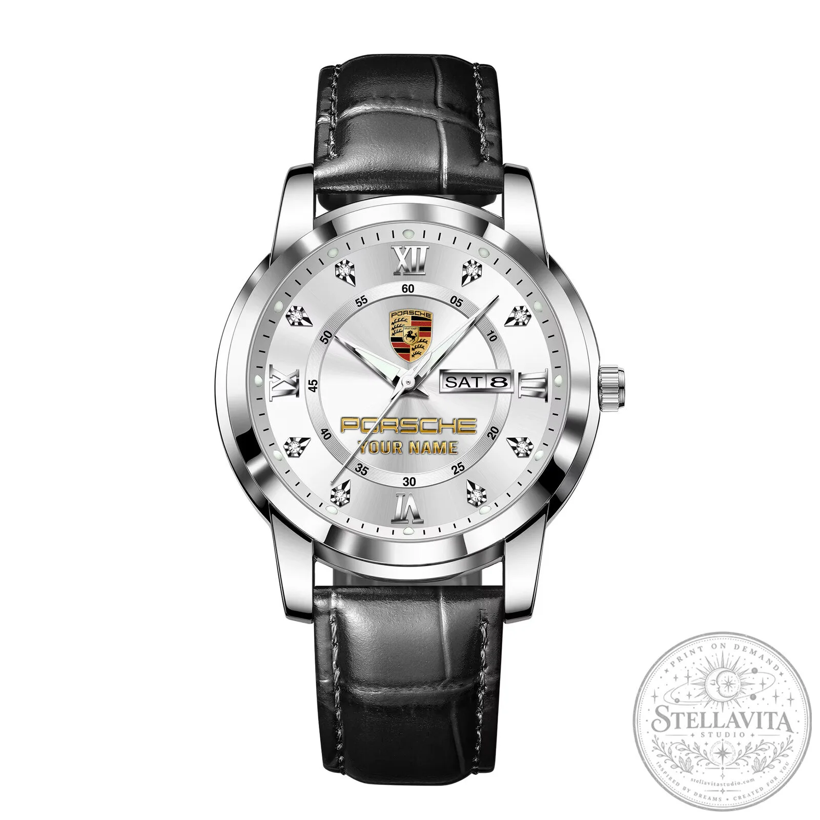 Porsche Custom Name Luxury Business Watch with Leather Strap 25 Porsche Custom Name Luxury Business Watch with Leather Strap