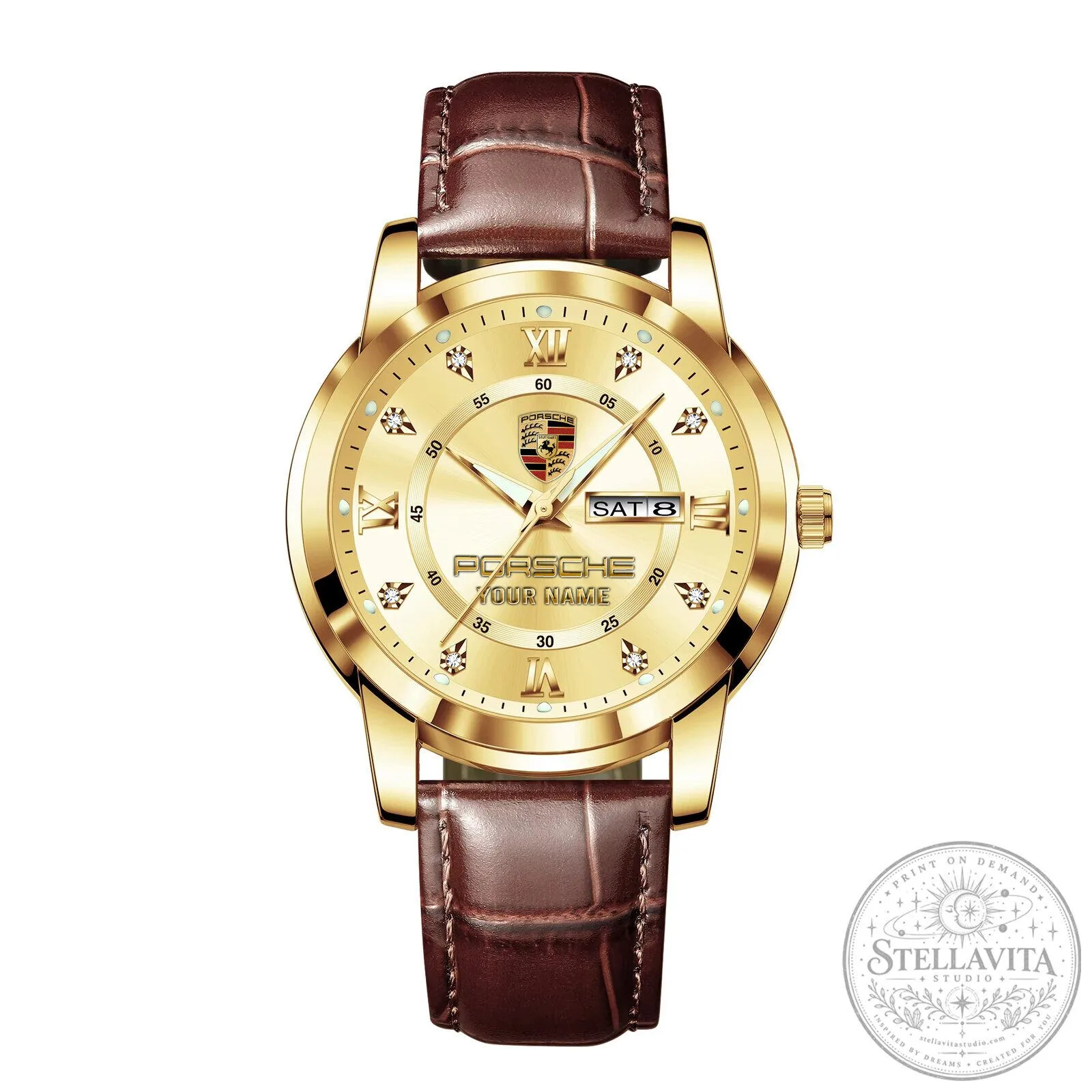 Porsche Custom Name Luxury Business Watch with Leather Strap 26 Porsche Custom Name Luxury Business Watch with Leather Strap