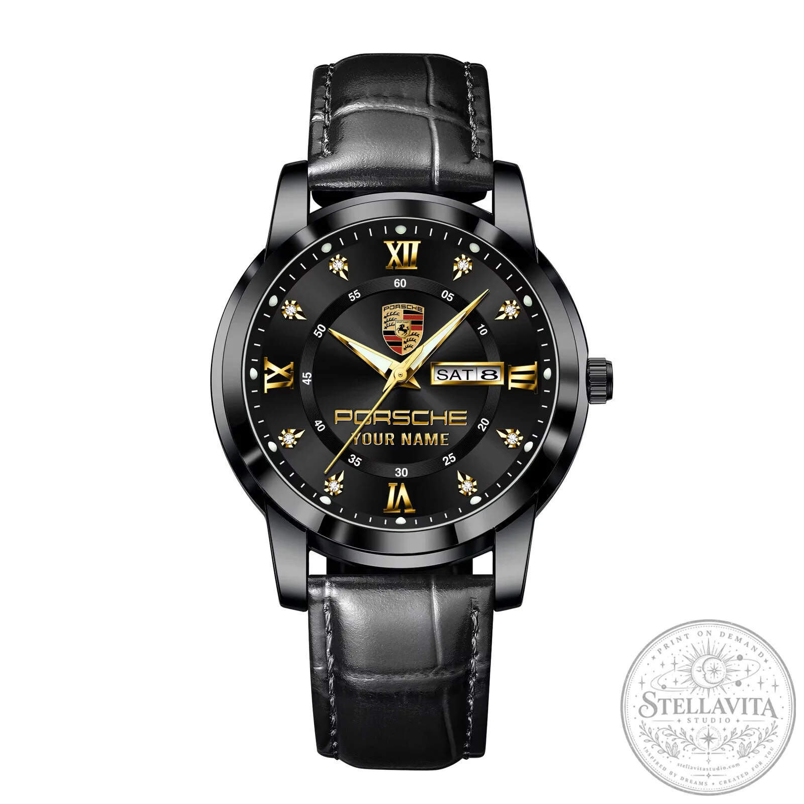 Porsche Custom Name Luxury Business Watch with Leather Strap 27 Porsche Custom Name Luxury Business Watch with Leather Strap