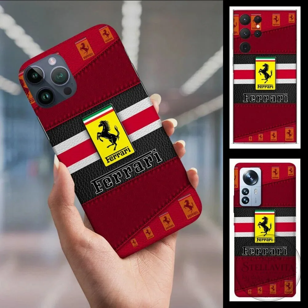 Ferrari Sports Car Racing Team Red Black and White Stripe Phone Case