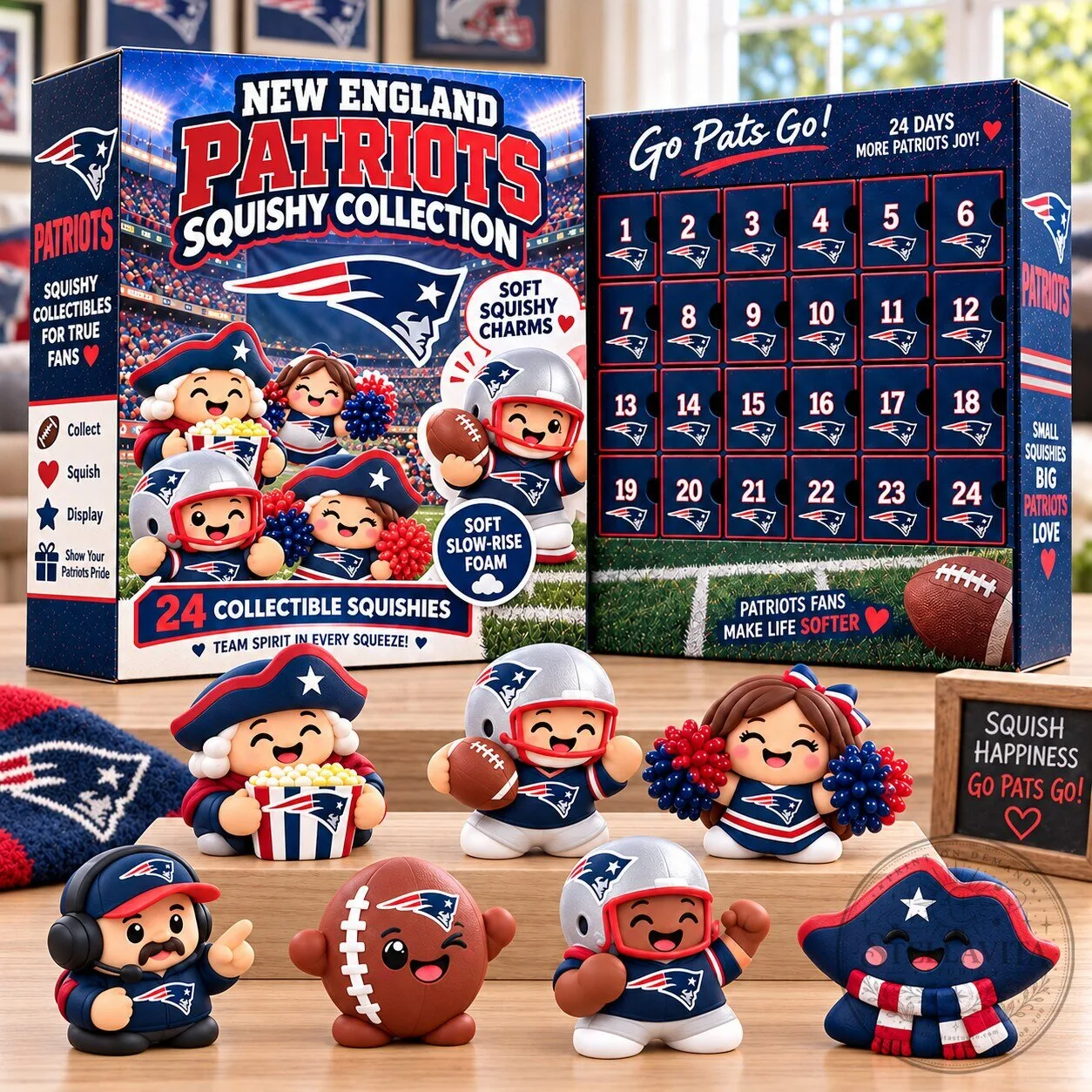 New England Patriots Squishy Collection Advent Calendar with 24 Collectible Squishies