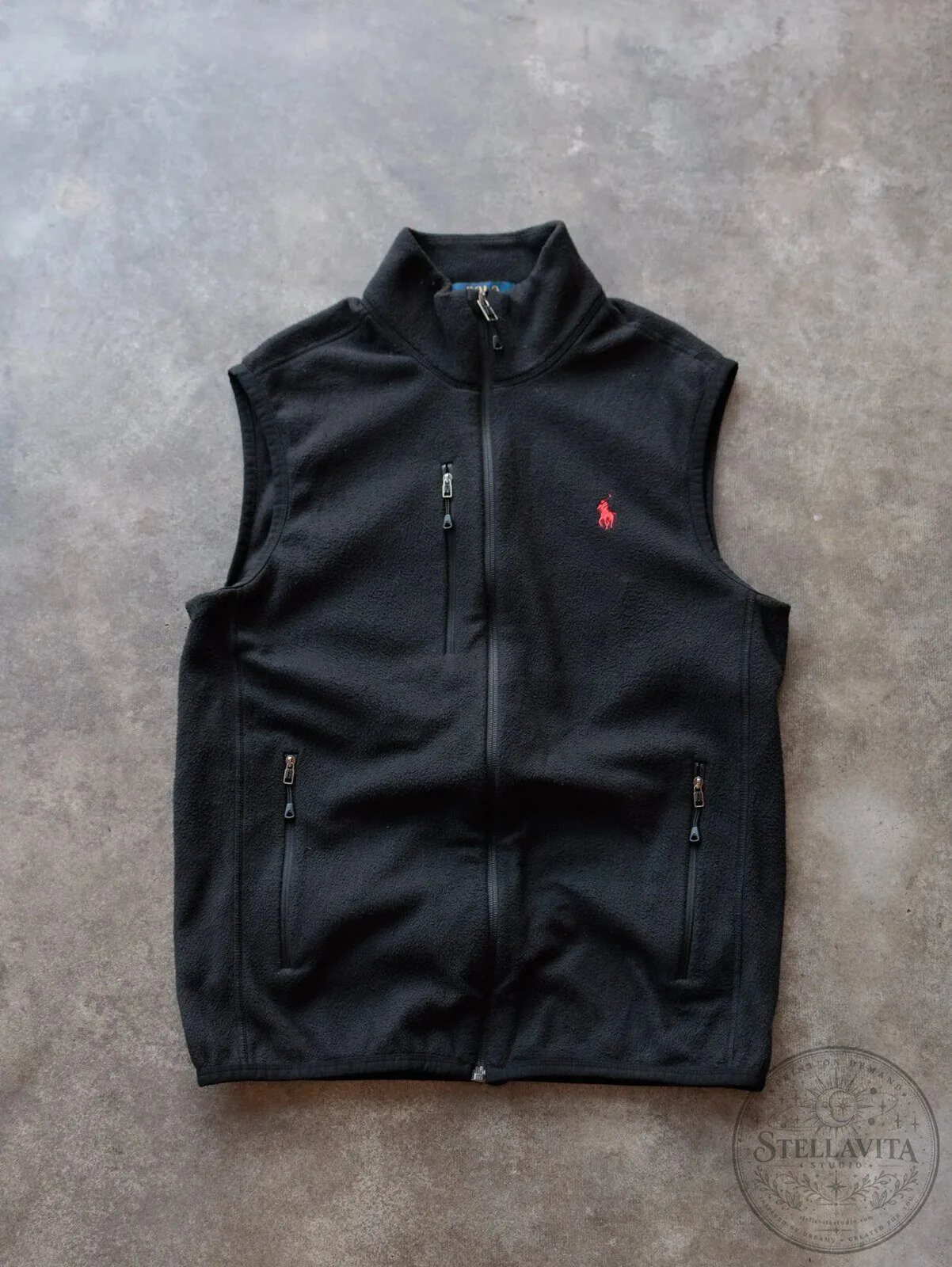 Polo Ralph Lauren Black Fleece Vest with Embroidered Pony Logo 7 Polo Ralph Lauren Black Fleece Vest with Embroidered Pony Logo