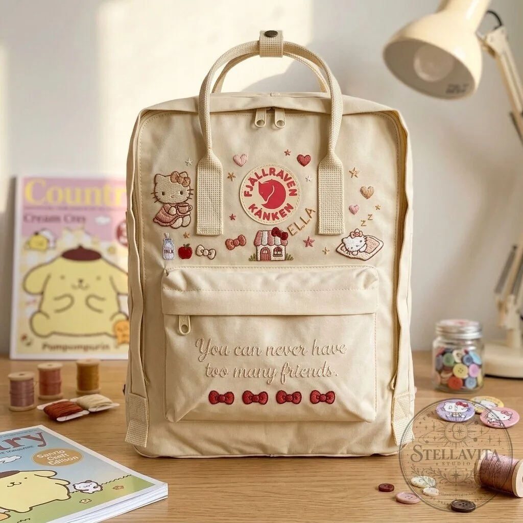 Hello Kitty Embroidered Fjallraven Kanken Backpack With Sanrio Friends Design 9 Hello Kitty Embroidered Fjallraven Kanken Backpack With Sanrio Friends Design