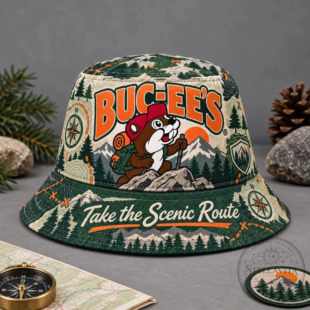 Buc-ee's Take The Scenic Route Forest Hiking Outdoor Bucket Hat Buc-ee's Take The Scenic Route Forest Hiking Outdoor Bucket Hat