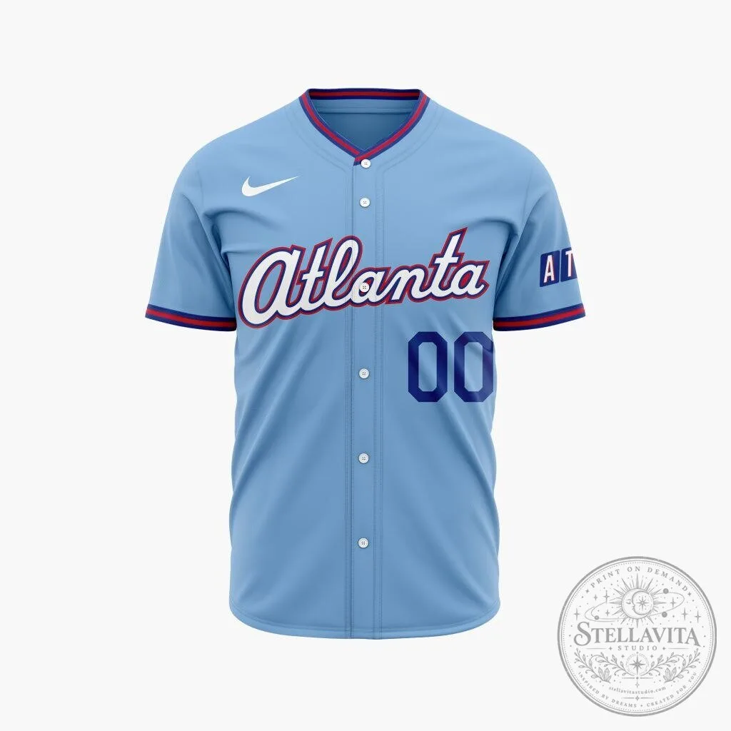 Atlanta Braves Personalized Light Blue City Connect Baseball Jersey