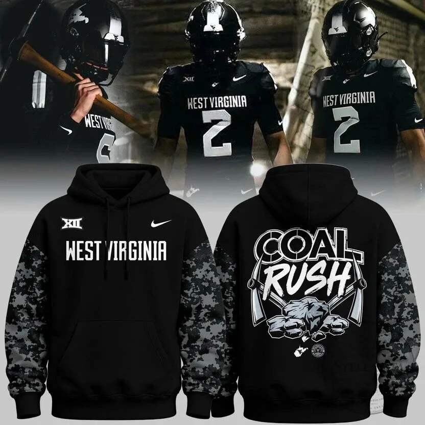West Virginia Mountaineers Football Team Coal Rush Black Camo Hoodie 1 West Virginia Mountaineers Football Team Coal Rush Black Camo Hoodie