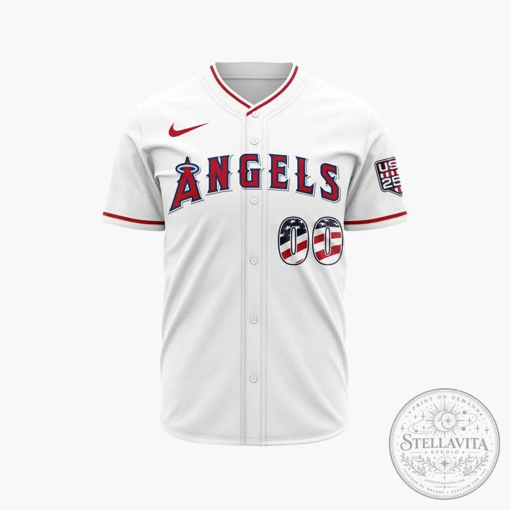 Los Angeles Angels Personalized Stars and Stripes Baseball Jersey 8 Los Angeles Angels Personalized Stars and Stripes Baseball Jersey