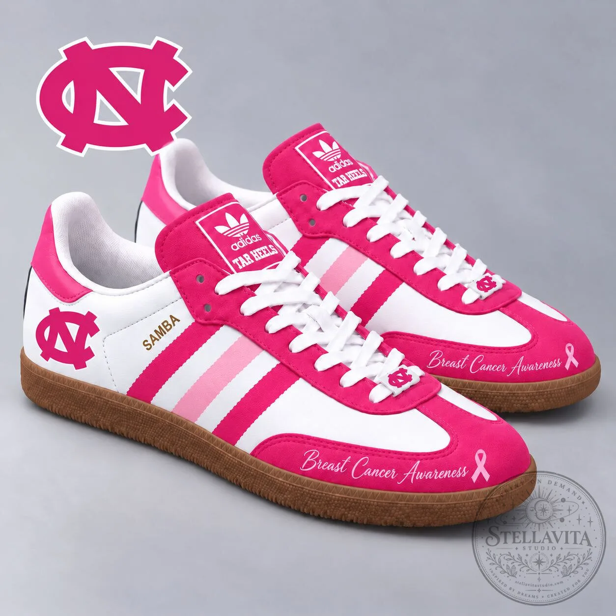 North Carolina Tar Heels Breast Cancer Awareness Samba Shoes