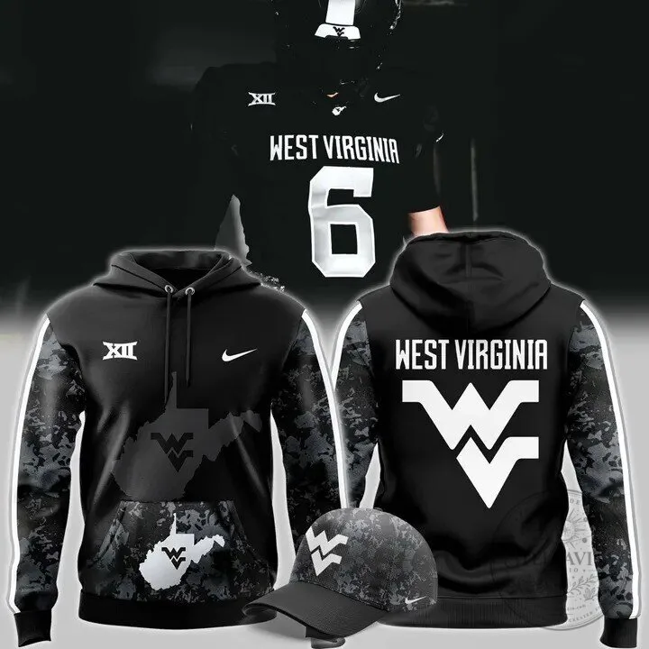 West Virginia Mountaineers Football Team Black Camouflage Hoodie 2 West Virginia Mountaineers Football Team Black Camouflage Hoodie