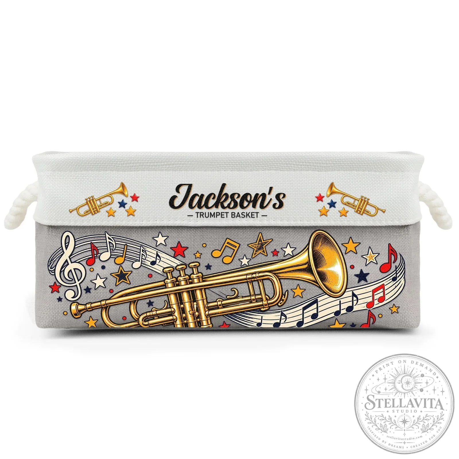 Personalized Trumpet Player Musician Storage Basket 13 Personalized Trumpet Player Musician Storage Basket