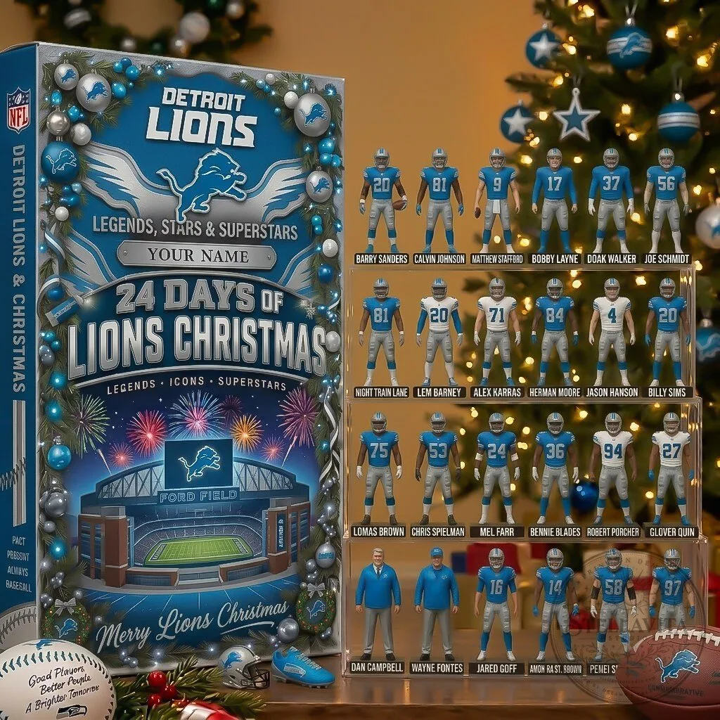 Detroit Lions 24 Days of Lions Christmas Advent Calendar with Custom Name