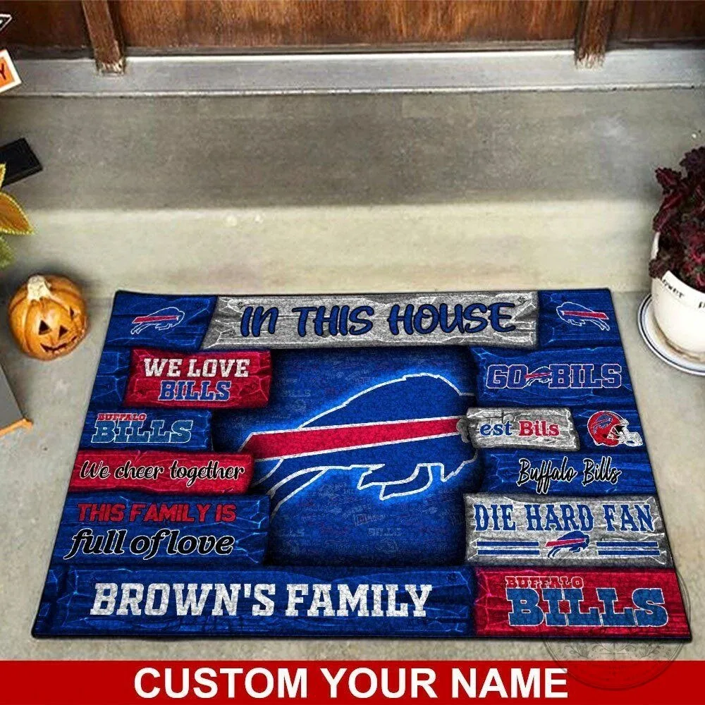 Buffalo Bills Custom Family Name Football Fan Welcome Doormat