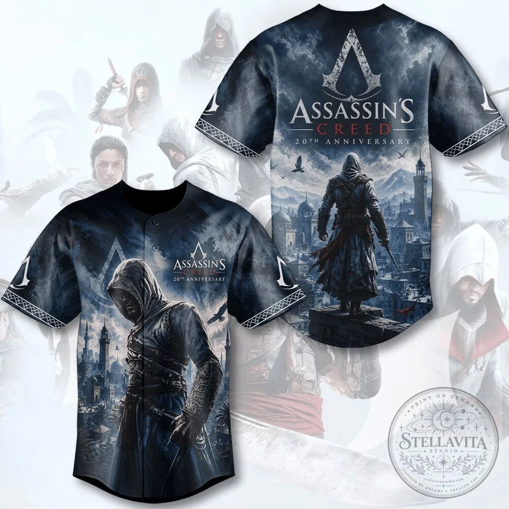 20th Anniversary Baseball Jersey for Assassin's Creed Video Game 3 20th Anniversary Baseball Jersey for Assassin's Creed Video Game