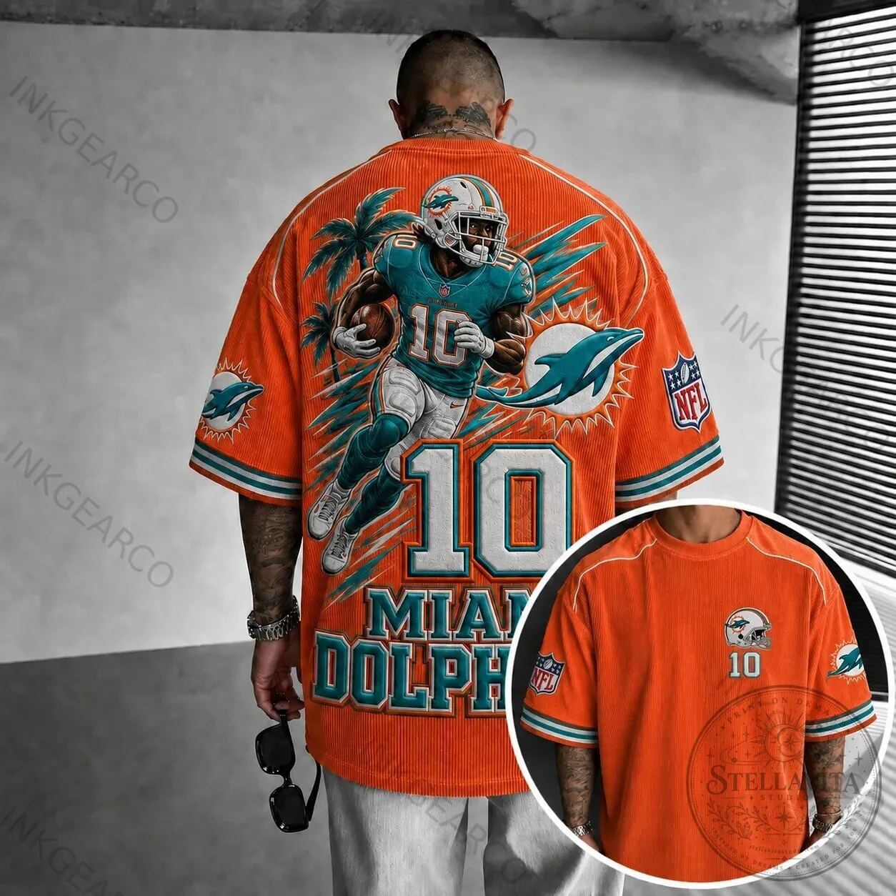 Miami Dolphins Football Team Player Number 10 Short Sleeve T-Shirt