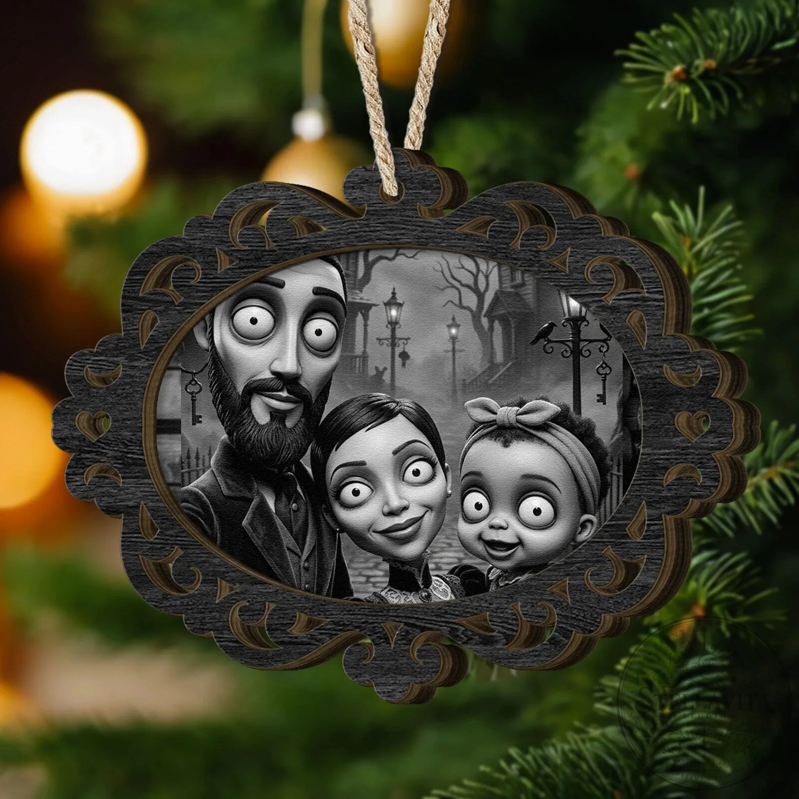 Gothic Family Portrait Personalized Christmas Ornament 12 Gothic Family Portrait Personalized Christmas Ornament