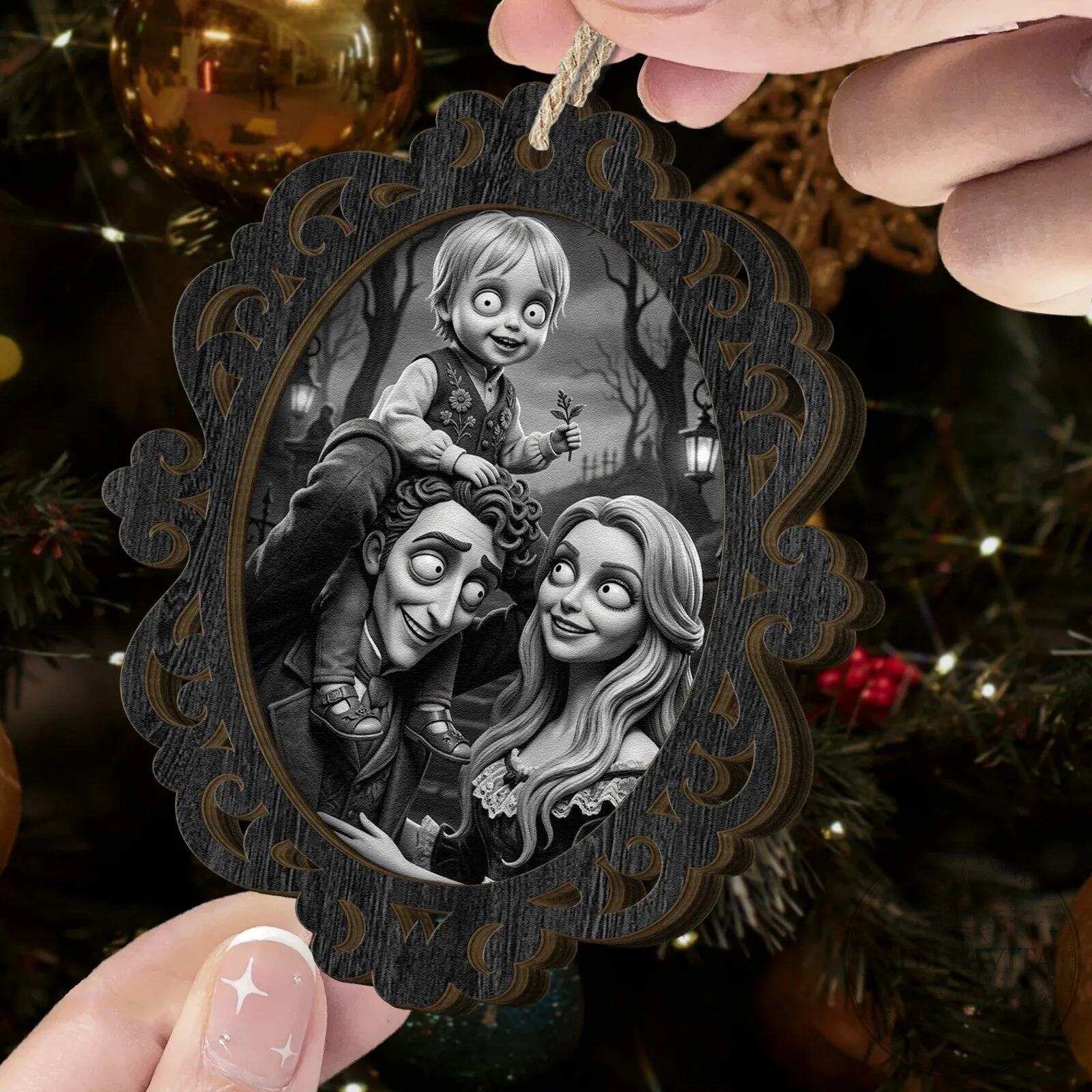 Gothic Family Portrait Personalized Christmas Ornament 15 Gothic Family Portrait Personalized Christmas Ornament
