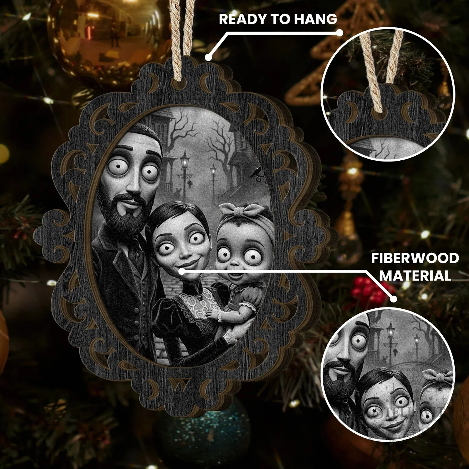 Gothic Family Portrait Personalized Christmas Ornament 17 Gothic Family Portrait Personalized Christmas Ornament