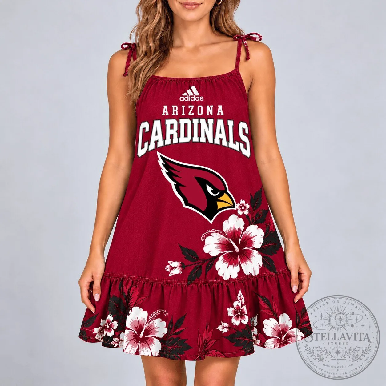 Arizona Cardinals Football Team Hibiscus Floral Pattern Sleeveless Dress 1 Arizona Cardinals Football Team Hibiscus Floral Pattern Sleeveless Dress