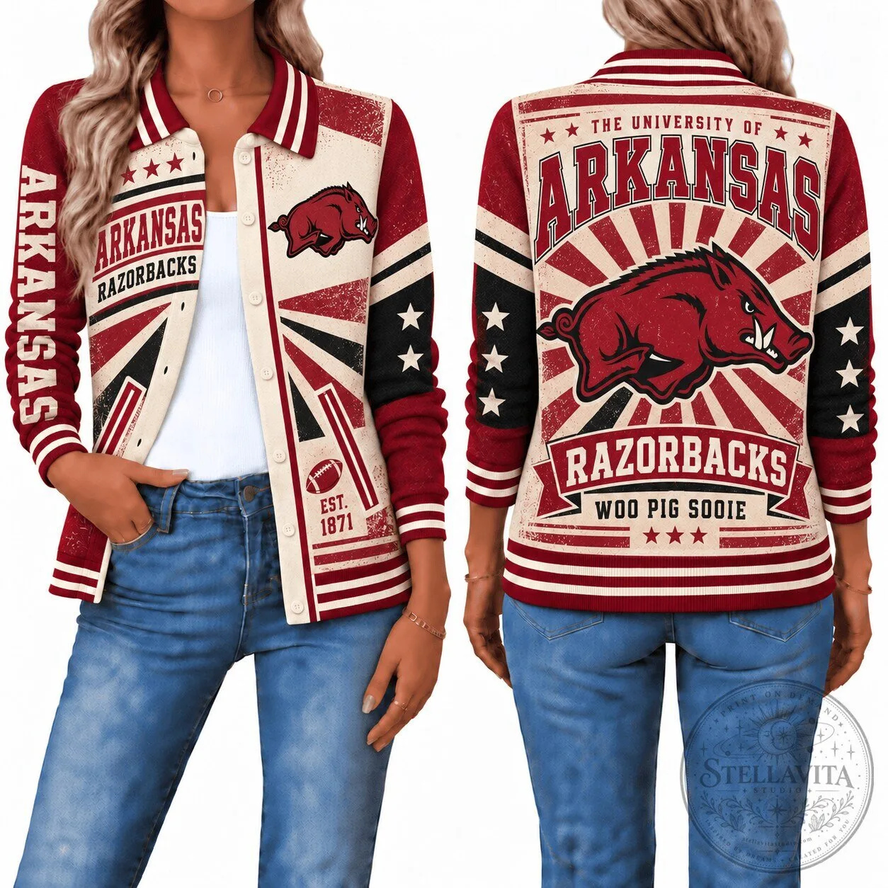 University of Arkansas Razorbacks Vintage Style Bomber Jacket