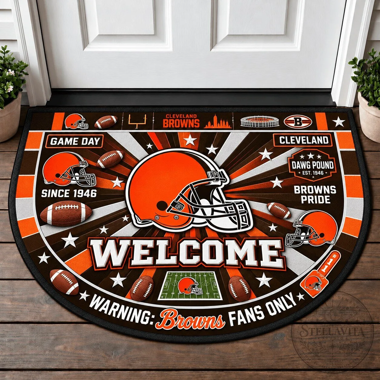 Cleveland Browns Football Team Welcome Doormat for Game Day Fan Decor