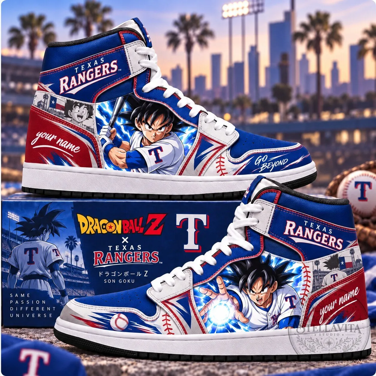 Texas Rangers MLB Baseball Son Goku Dragon Ball Z Personalized High Top Shoes