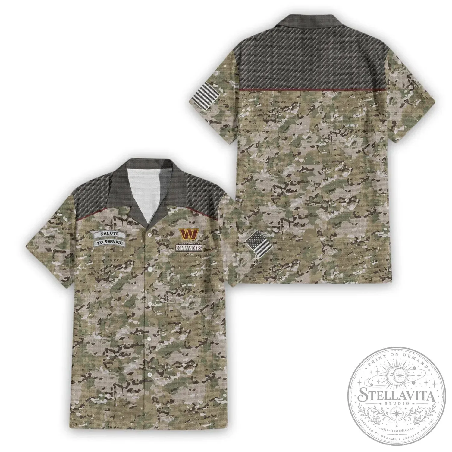 Hawaiian Shirt in Camouflage Design for Salute To Service by Washington Commanders