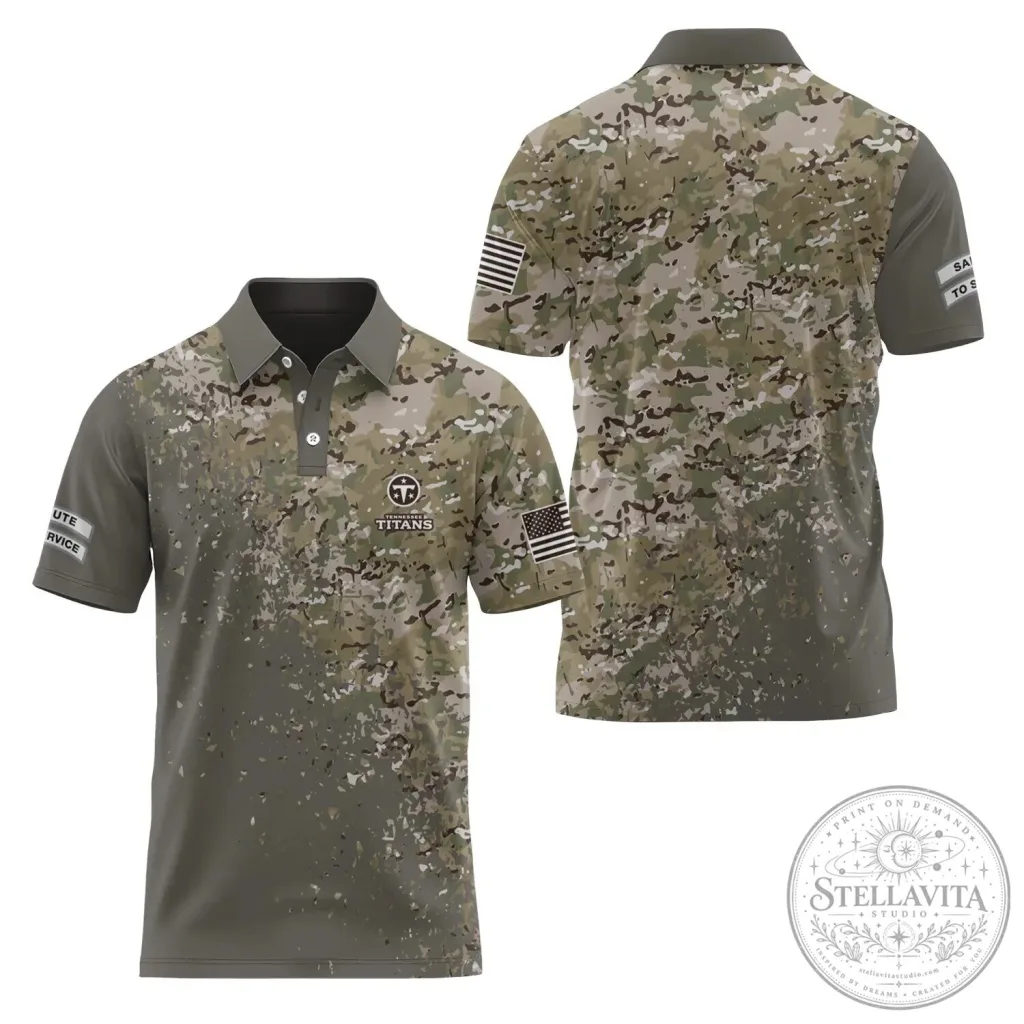 Tennessee Titans Salute To Service Camouflage Polo Shirt Tennessee Titans Salute To Service Camouflage Polo Shirt