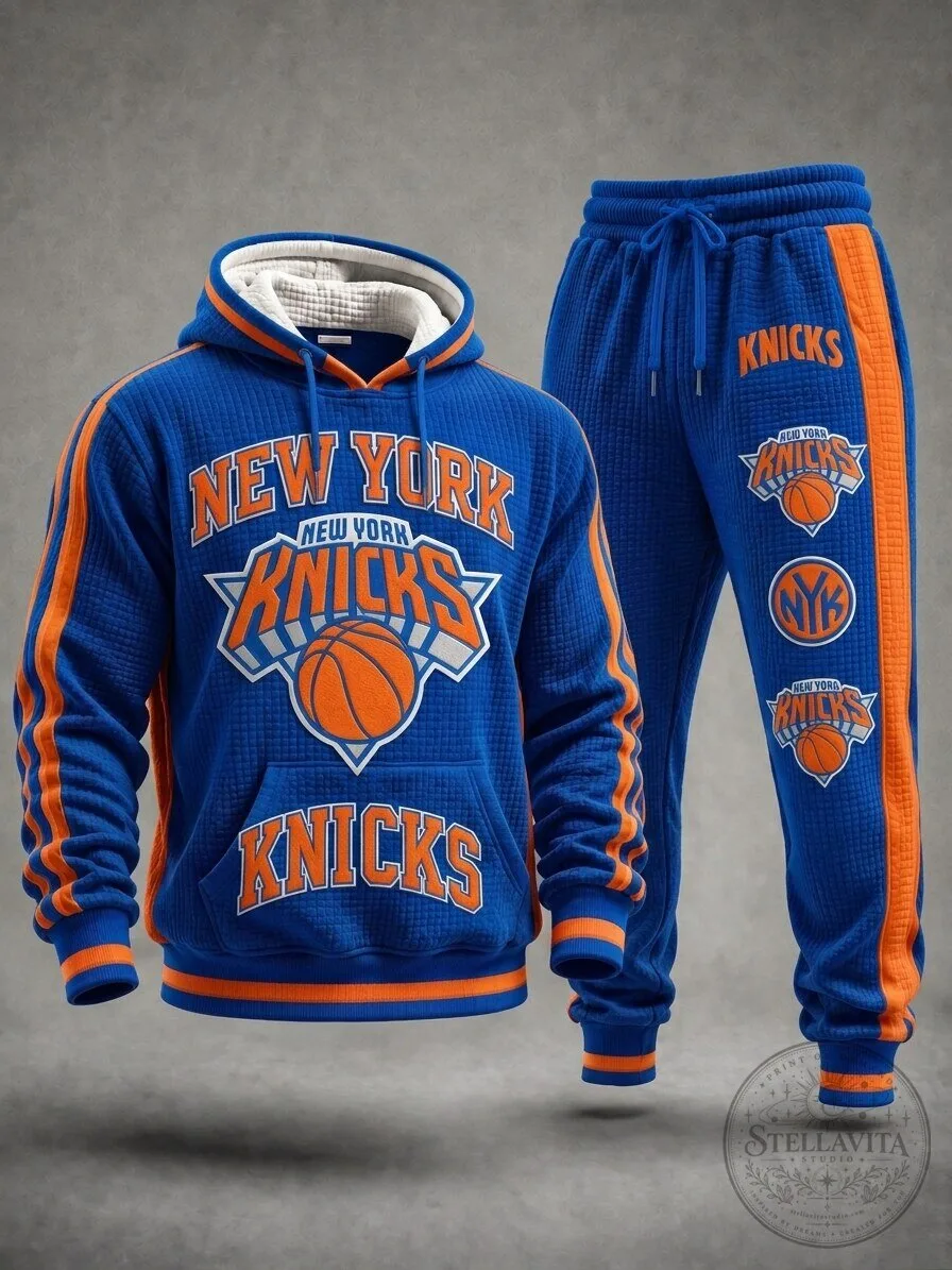 New York Knicks Basketball Team Logo Blue and Orange Hoodie