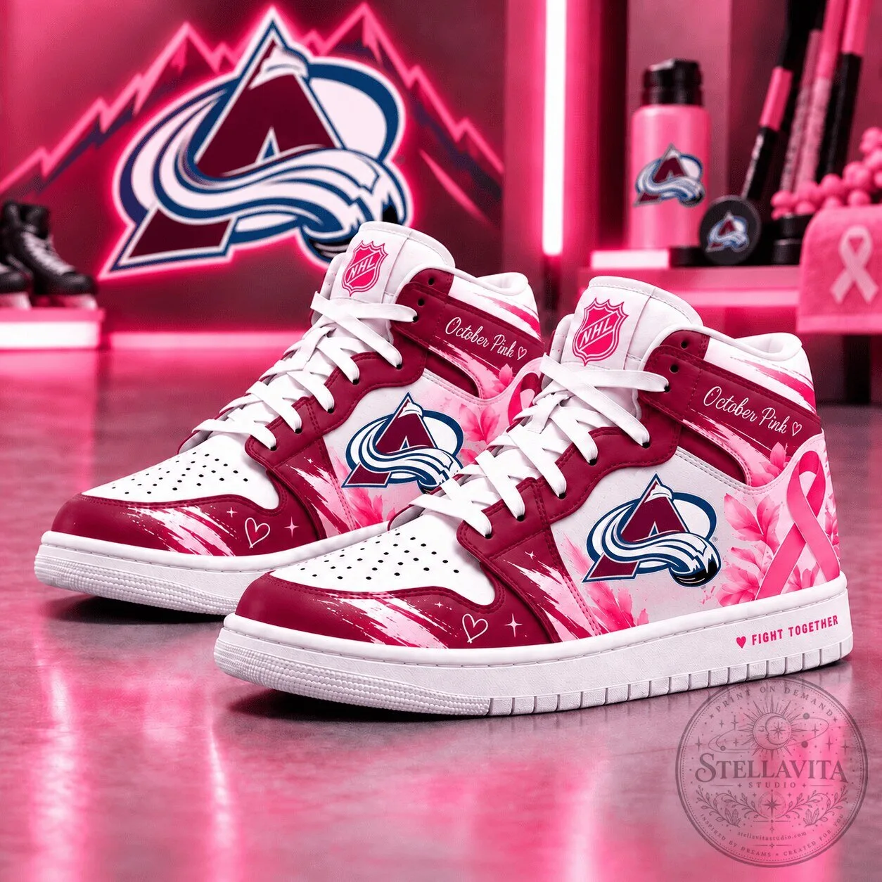 Colorado Avalanche NHL October Pink Edition High-Top Sneakers